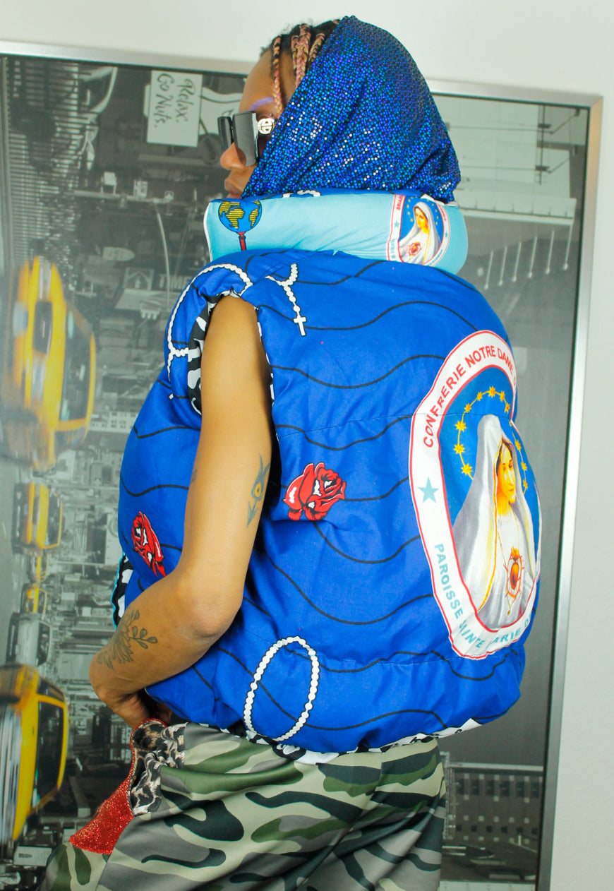 AVE MARIA Handmade Blue BODYWARMER GILLET