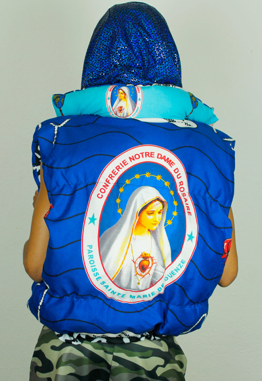 AVE MARIA Handmade Blue BODYWARMER GILLET