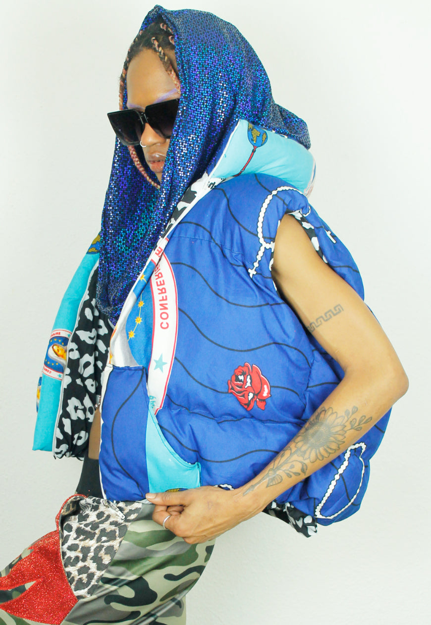 AVE MARIA Handmade Blue BODYWARMER GILLET