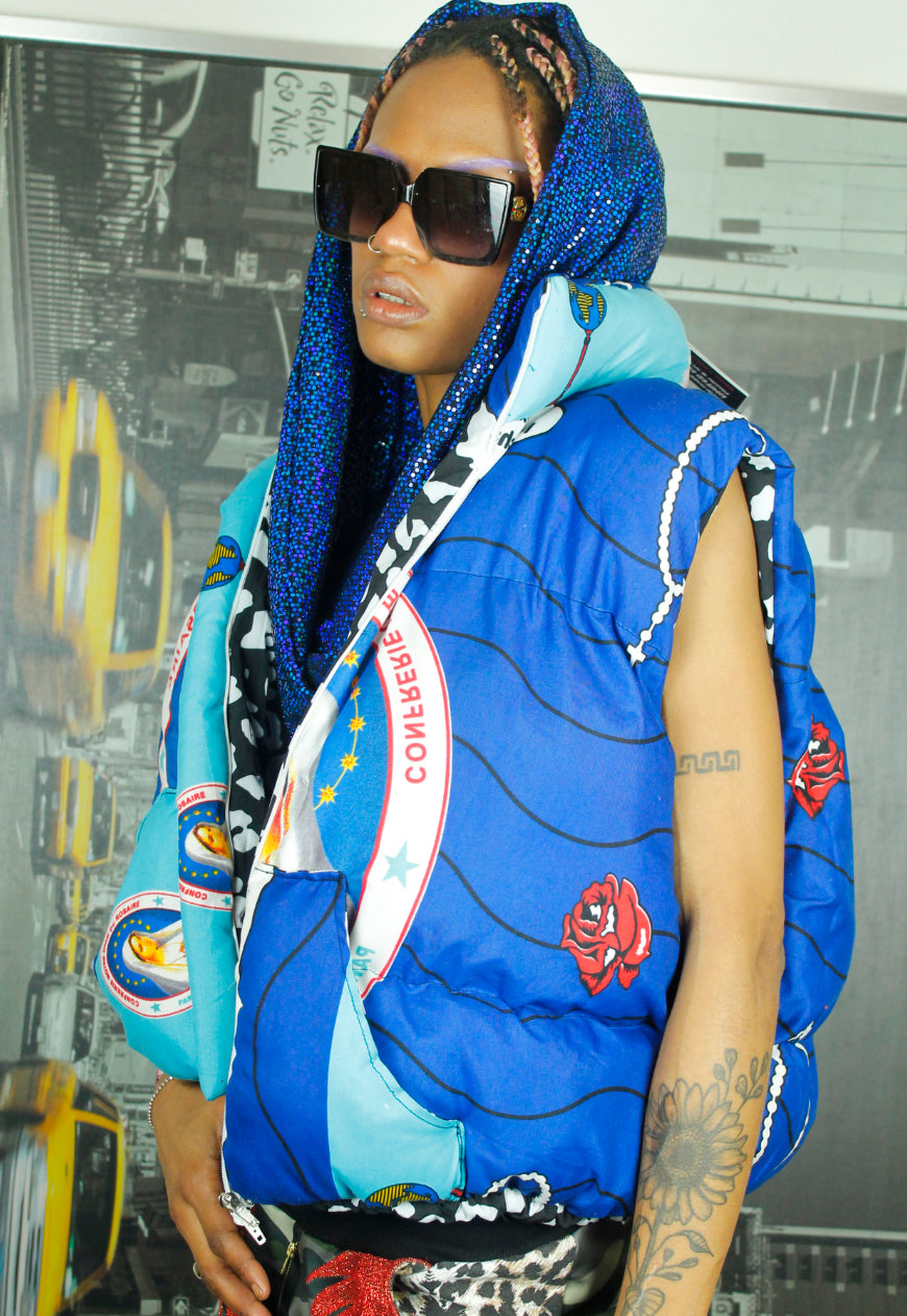 AVE MARIA Handmade Blue BODYWARMER GILLET