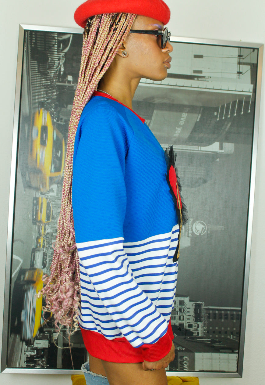 One Night in Paris Sweat Top in stripe with Eiffel tower applique