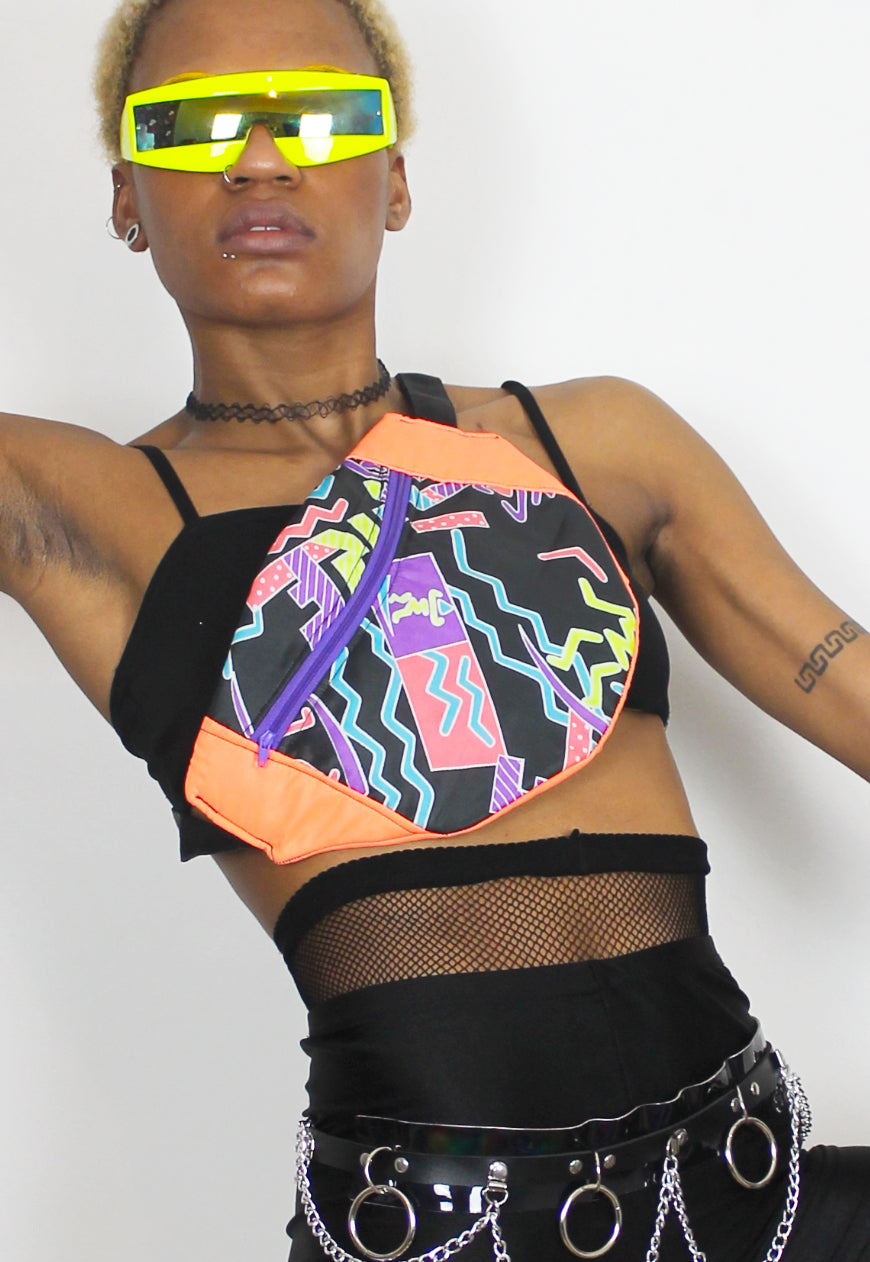 Acid Dreams - Large bumbag with retro neon surf print