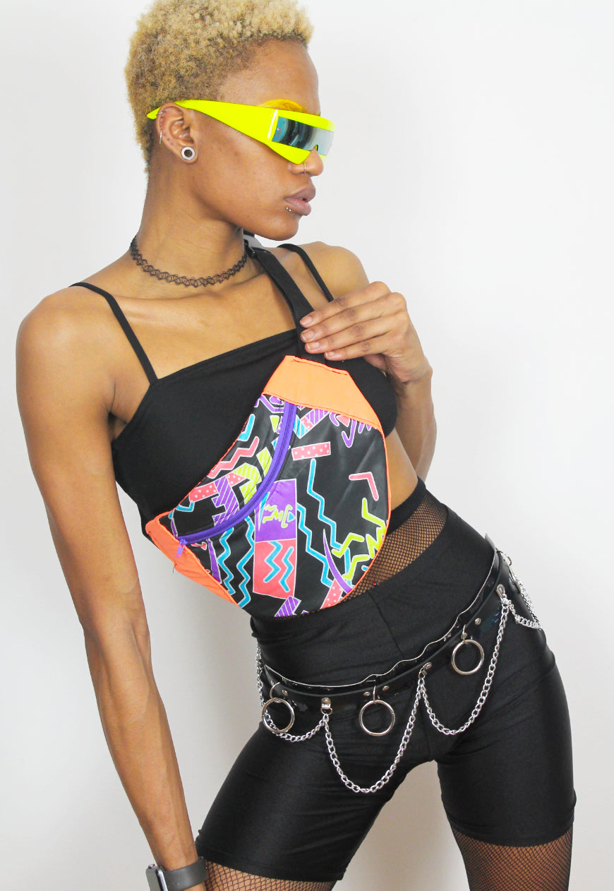 Acid Dreams - Large bumbag with retro neon surf print