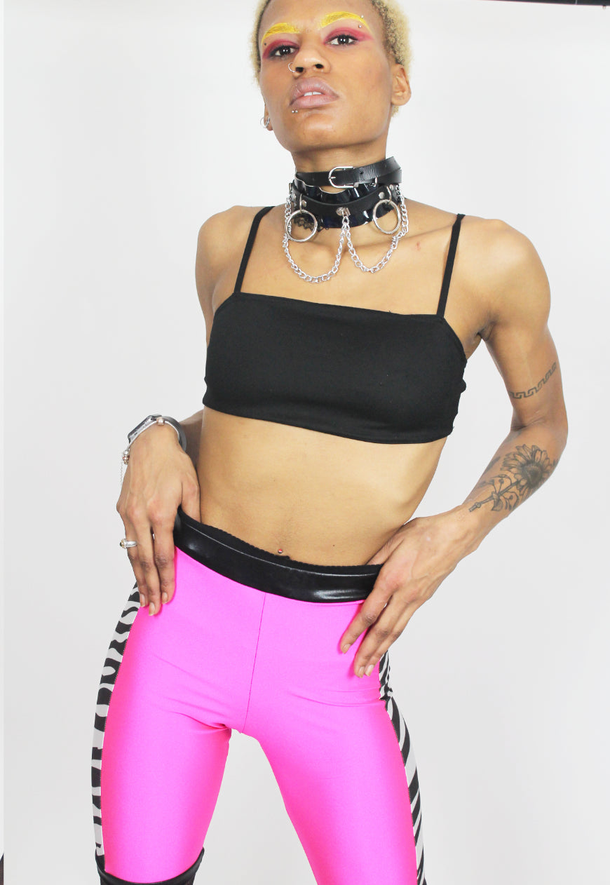 Animal Instinct - Cycling shorts in neon pink with zebra panel