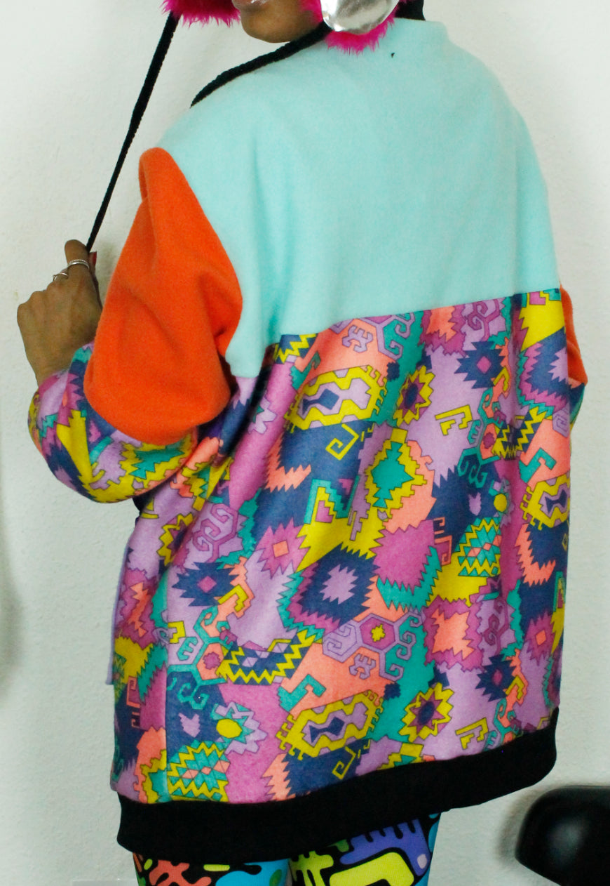 ARCTIC - Aztec and pastel oversized fleece with logo panel