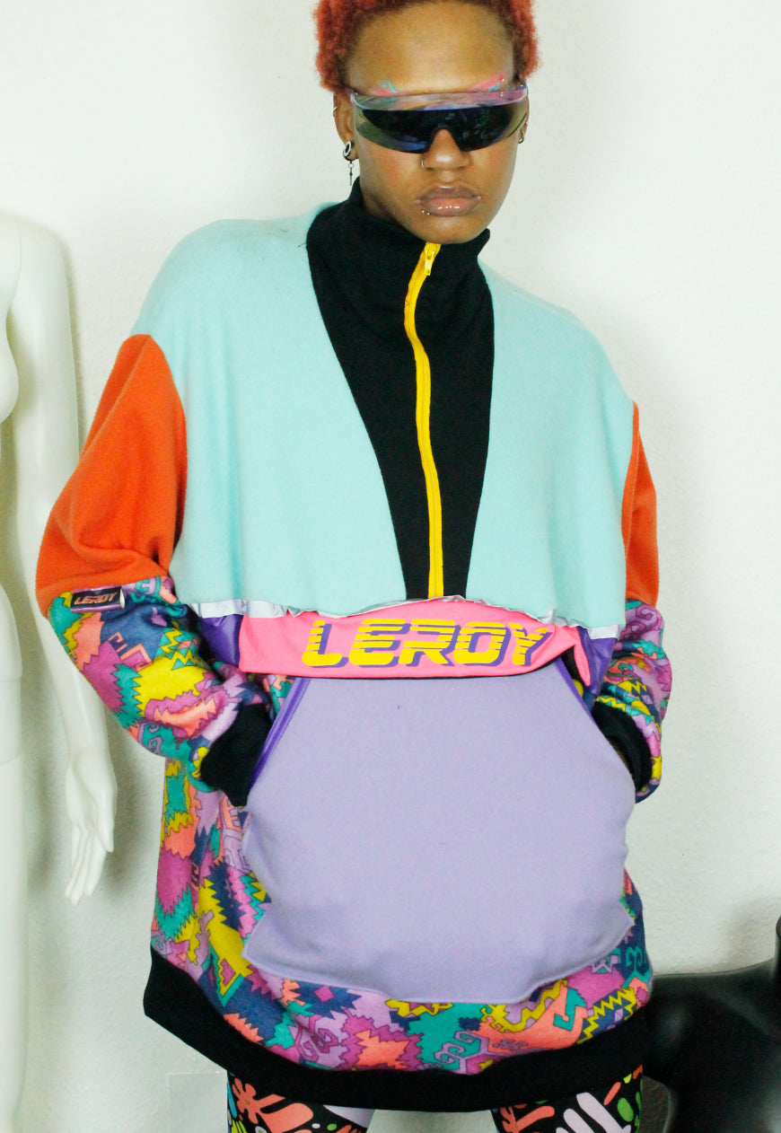 ARCTIC - Aztec and pastel oversized fleece with logo panel