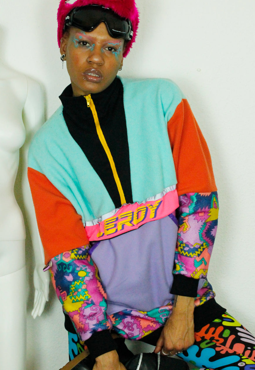 ARCTIC - Aztec and pastel oversized fleece with logo panel