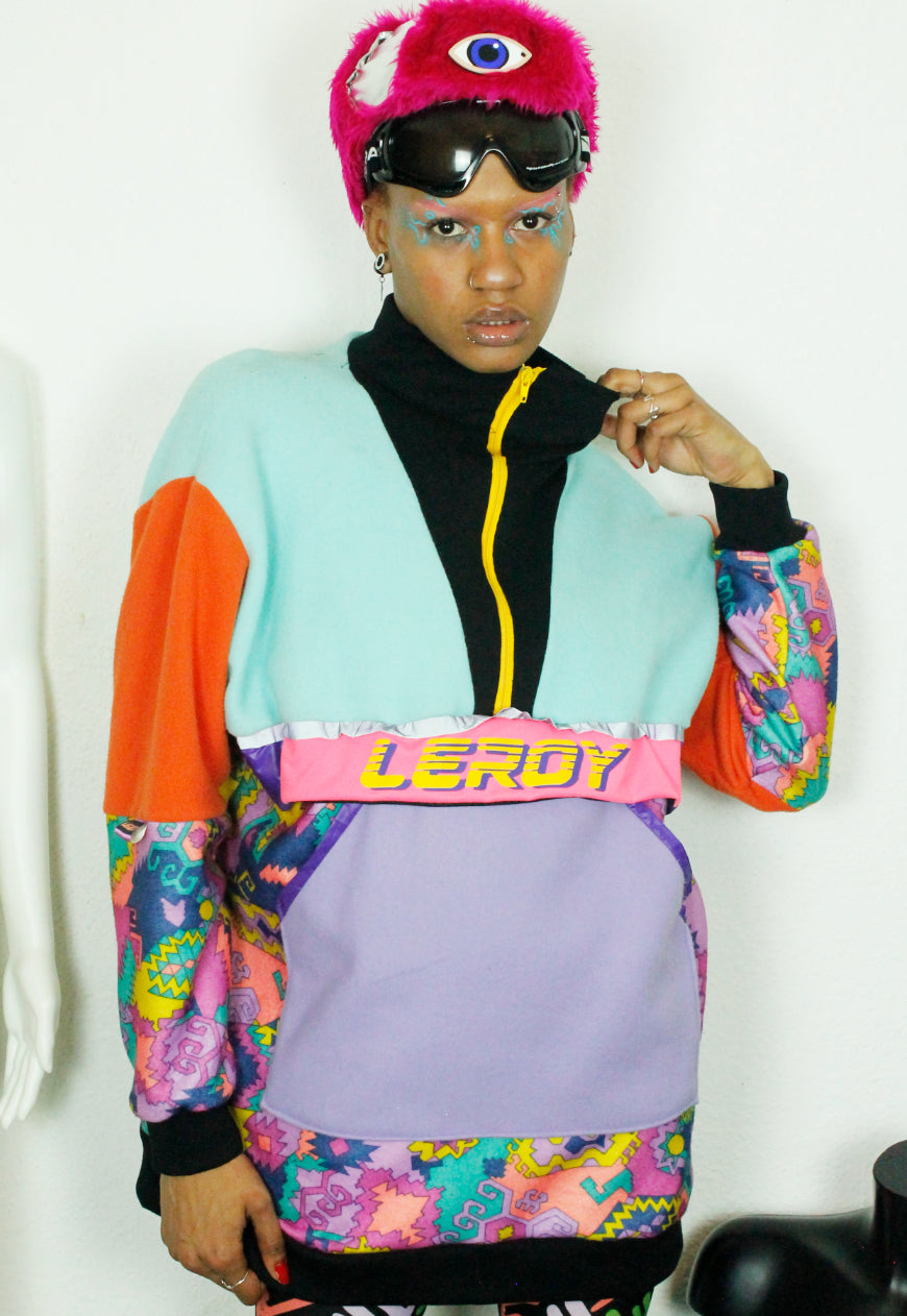ARCTIC - Aztec and pastel oversized fleece with logo panel