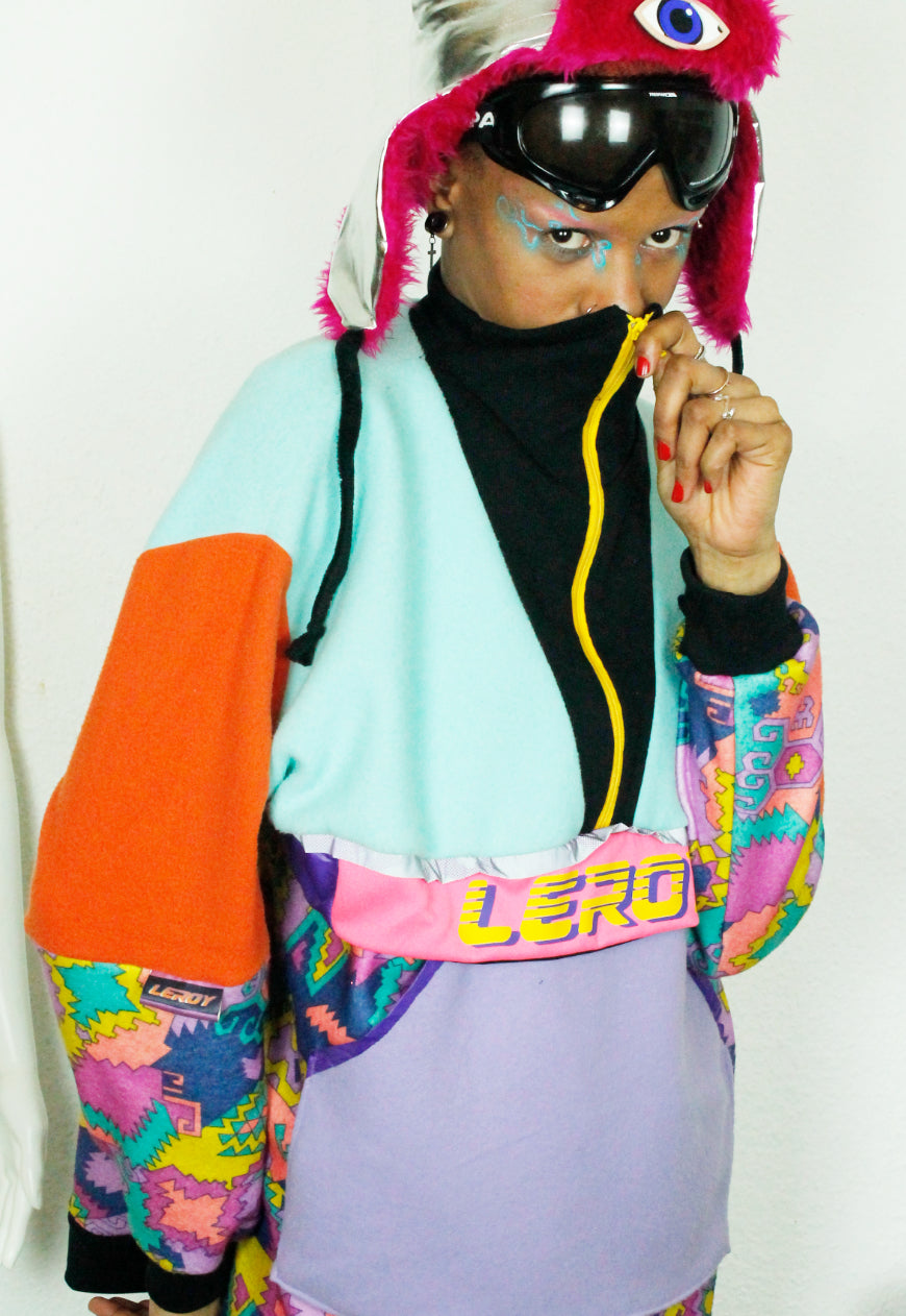 ARCTIC - Aztec and pastel oversized fleece with logo panel