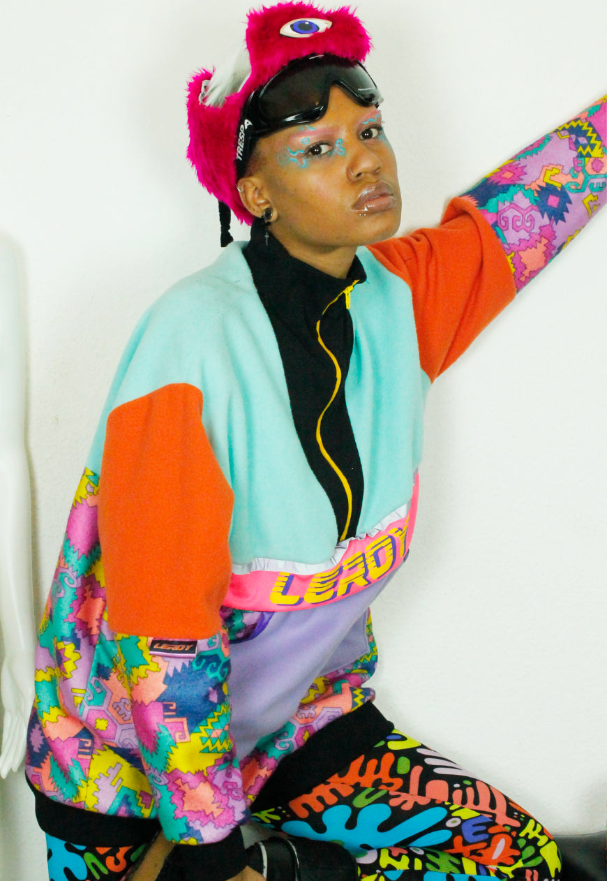 ARCTIC - Aztec and pastel oversized fleece with logo panel