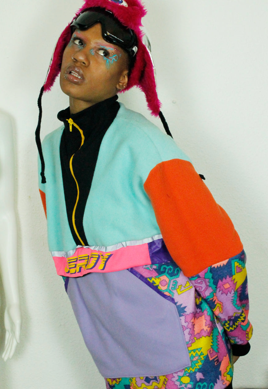 ARCTIC - Aztec and pastel oversized fleece with logo panel