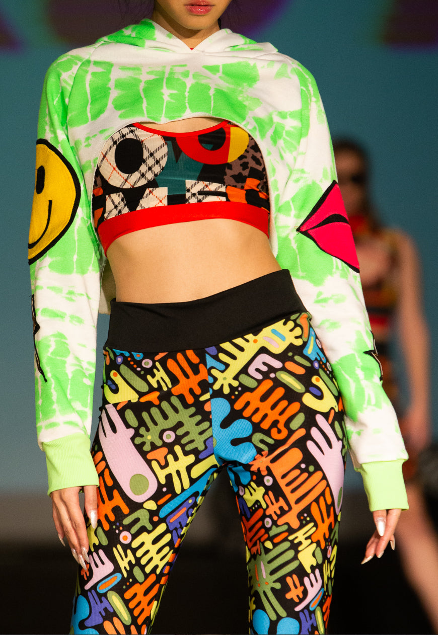 Wildchild - Multicolour blue and Neon abstract graphic 90’s print leggings