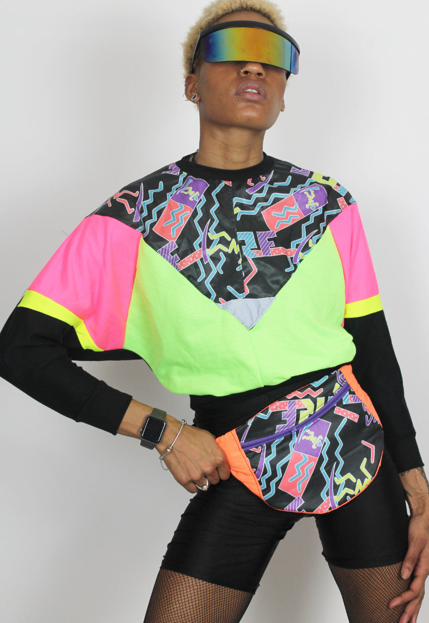 Acid Dreams - Large bumbag with retro neon surf print