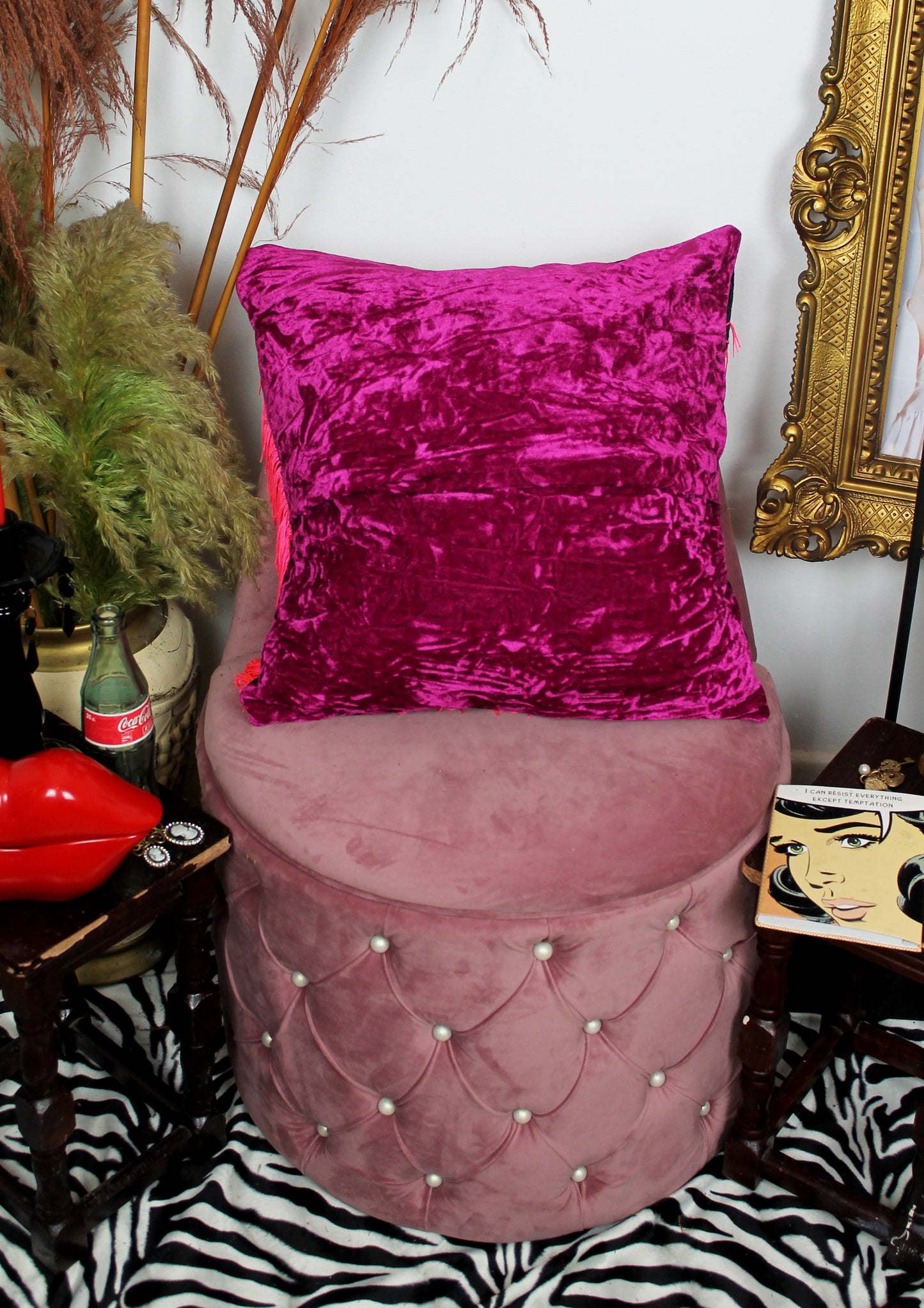 Lovestruck - decorative throw cushion in leopard print with heart and lightning bolt design