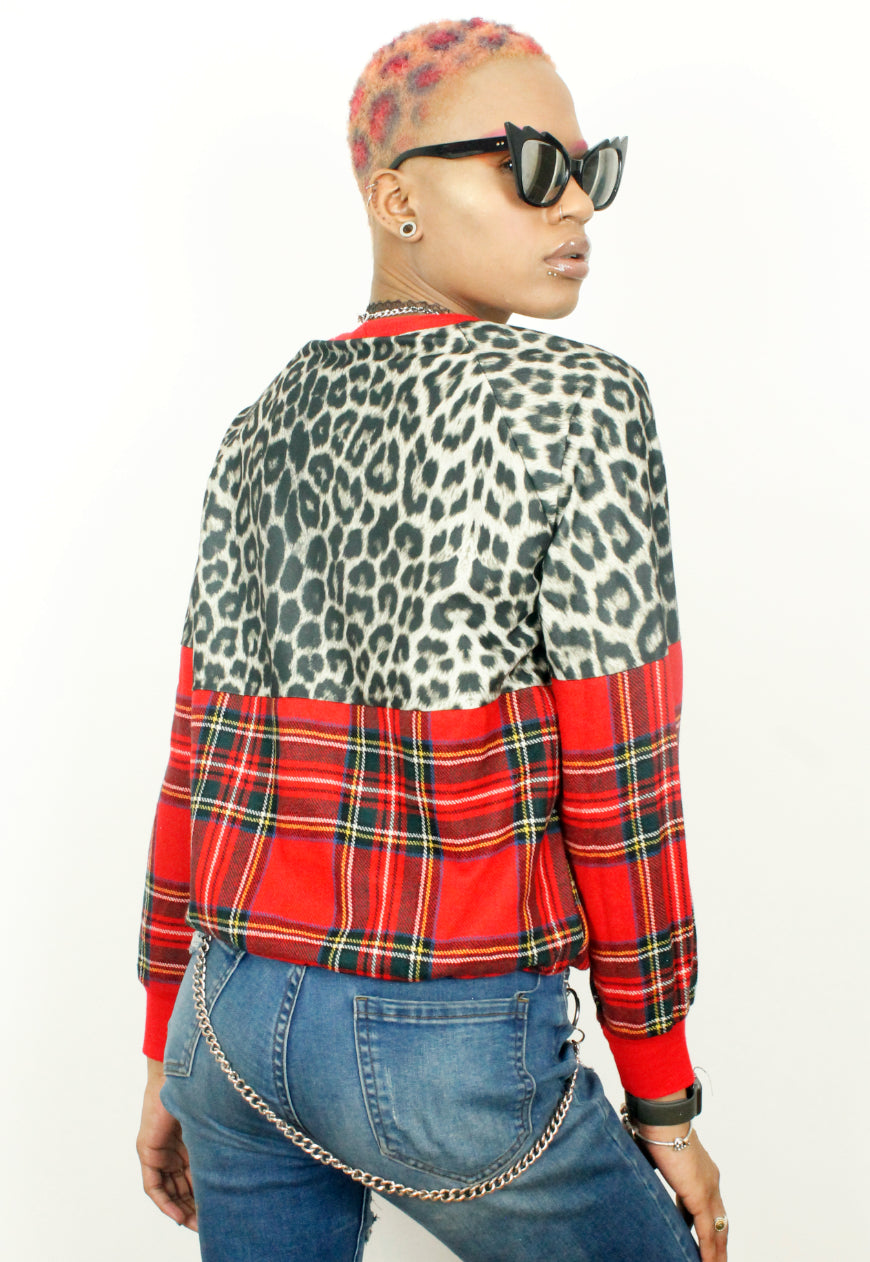Mohawk - Tartan and leopard boyfriend Jumper