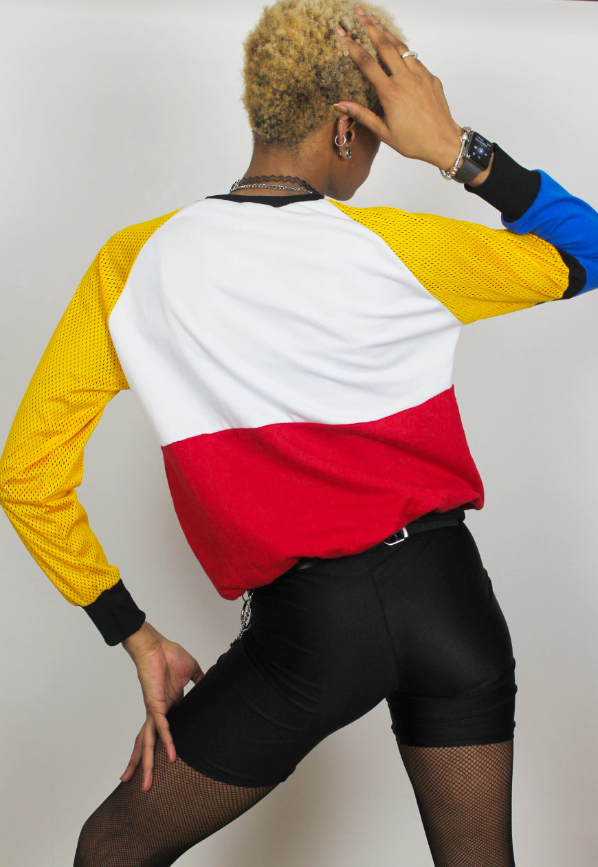 Mondrian - Red, Yellow and blue colour block boyfriend sweater