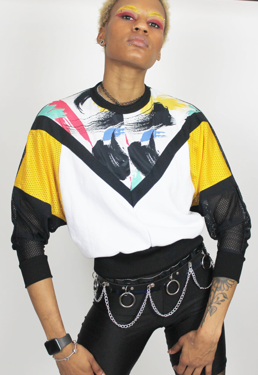 Monet - Paint stroke colour block batwing top