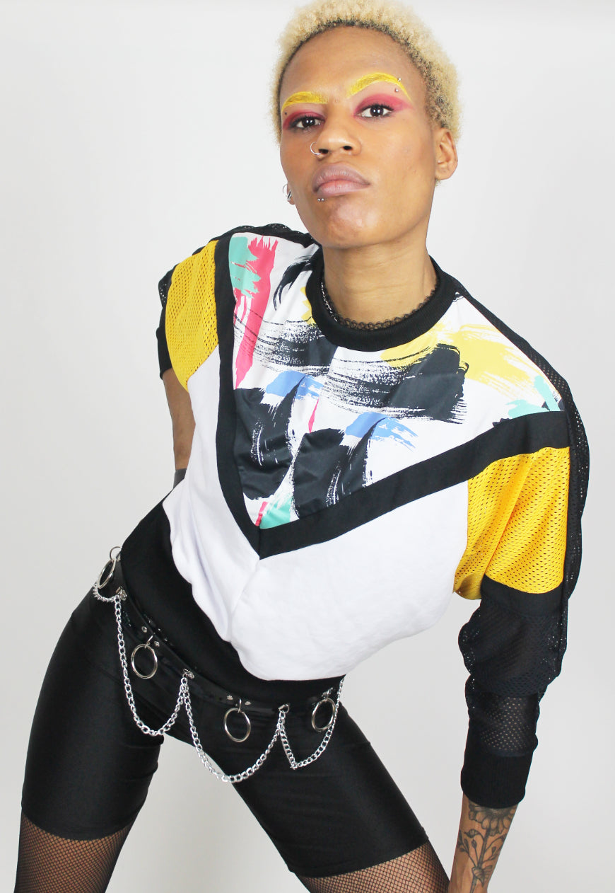 Monet - Paint stroke colour block batwing top
