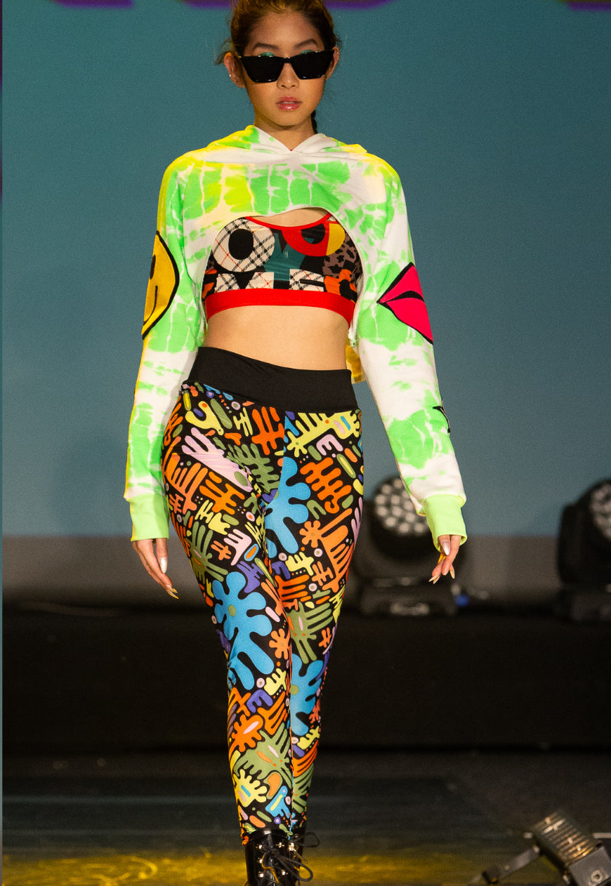 Wildchild - Multicolour blue and Neon abstract graphic 90’s print leggings