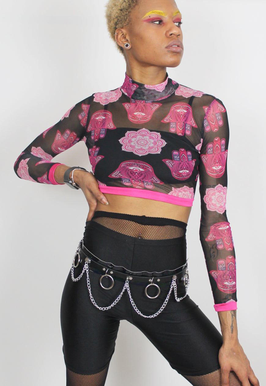 Third Eye - Hamza eye print mash crop top