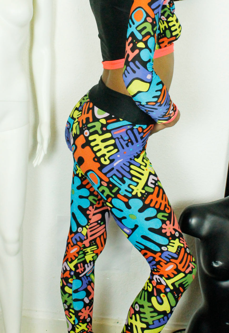 WILDCHILD Multicolour blue and Neon abstract graphic 90’s print leggings