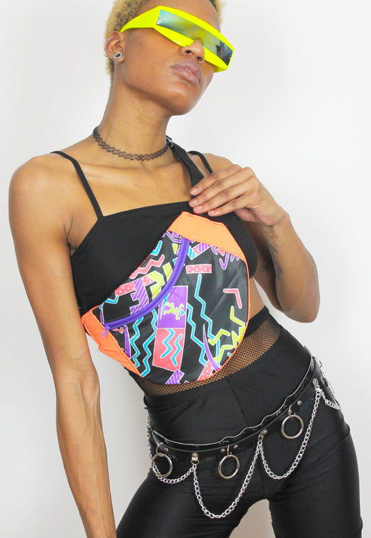 Acid Dreams - Large bumbag with retro neon surf print