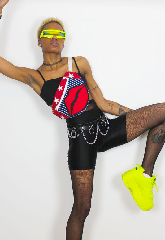 American Kisses - Large Bumbag in American print with Lips