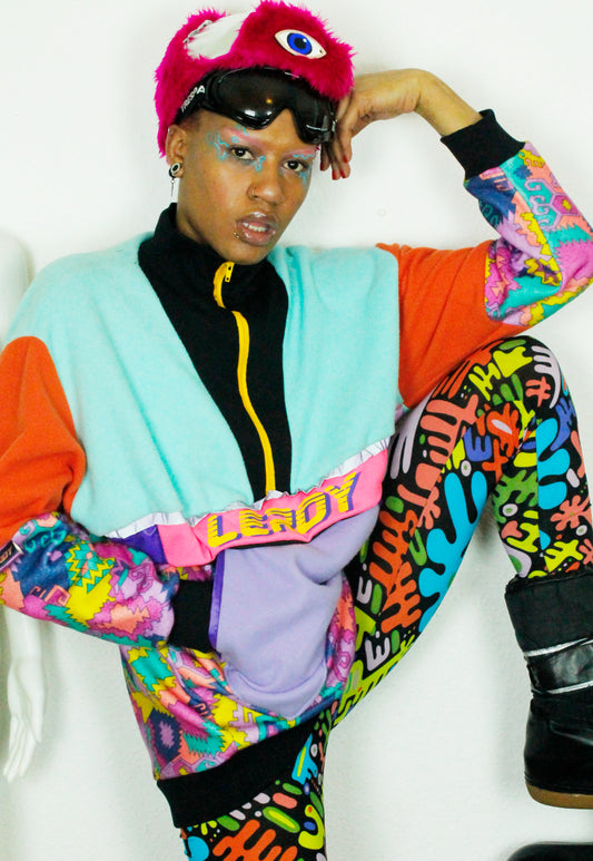 ARCTIC - Aztec and pastel oversized fleece with logo panel