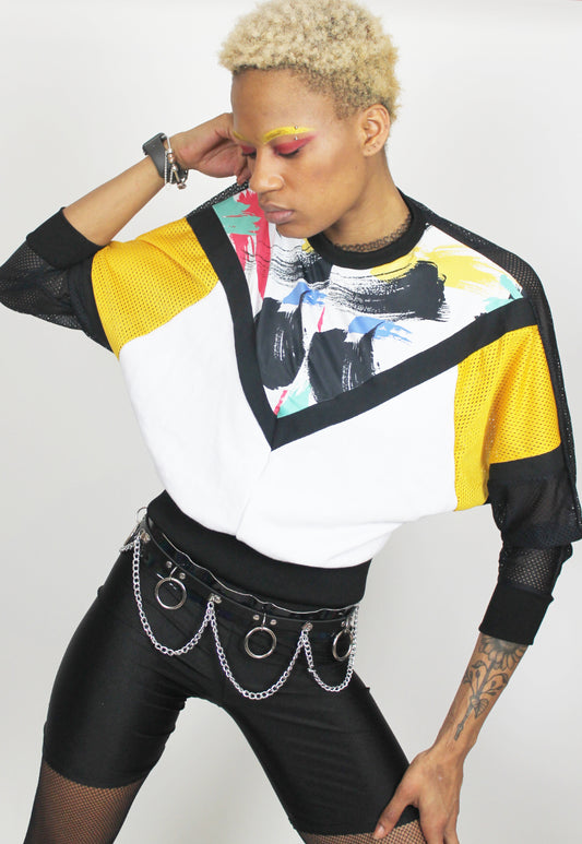 Monet - Paint stroke colour block batwing top