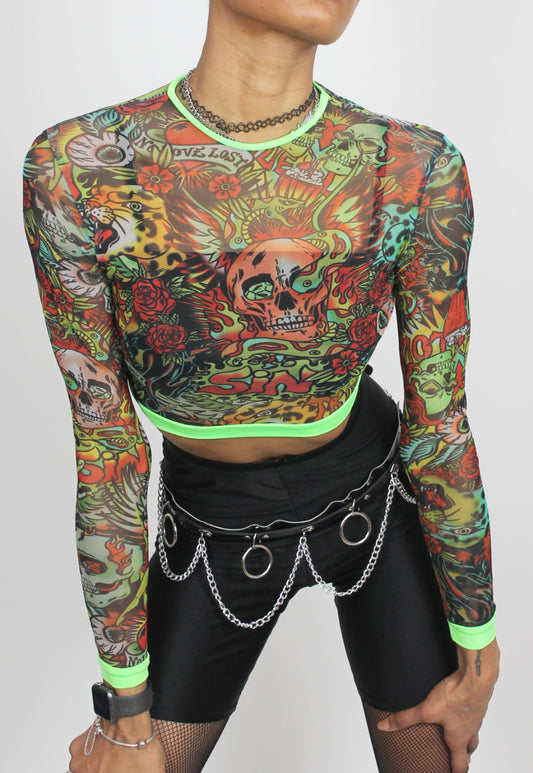 Temptation - Sin is in long sleeve mesh top