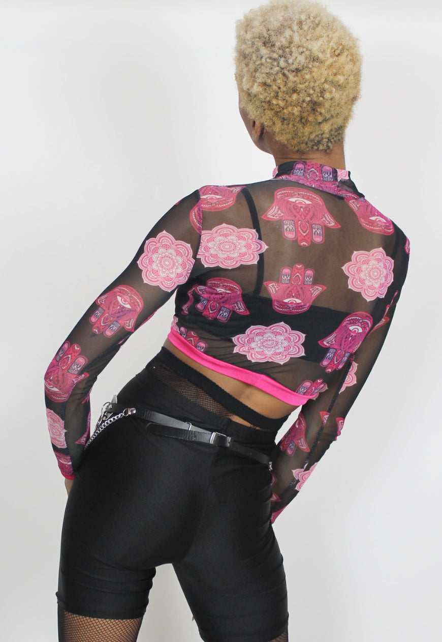 Third Eye - Hamza eye print mash crop top