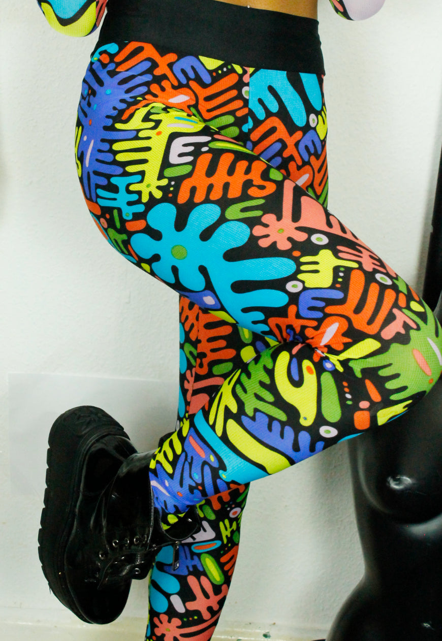 WILDCHILD Multicolour blue and Neon abstract graphic 90’s print leggings